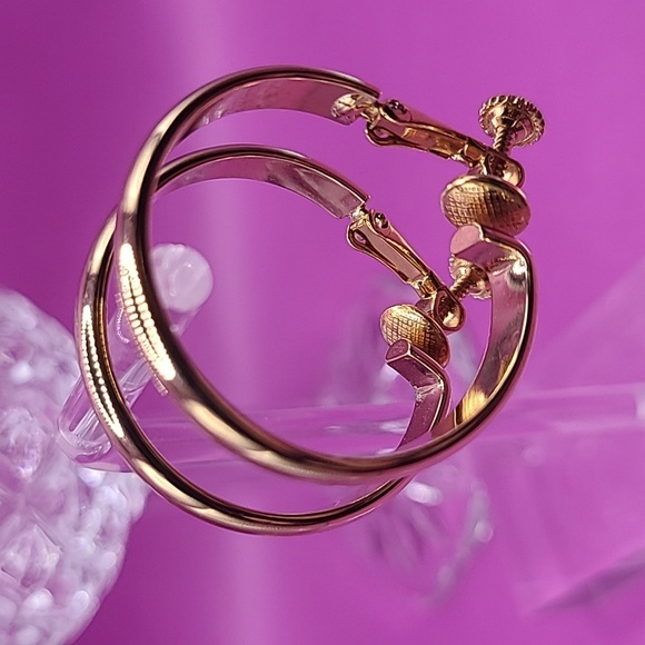 Napier Jewelry - Gold tone hoop clip on earrings by Napier